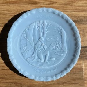 Commemorative Bicentennial George Washington Plate Fenton Blue Satin Glass